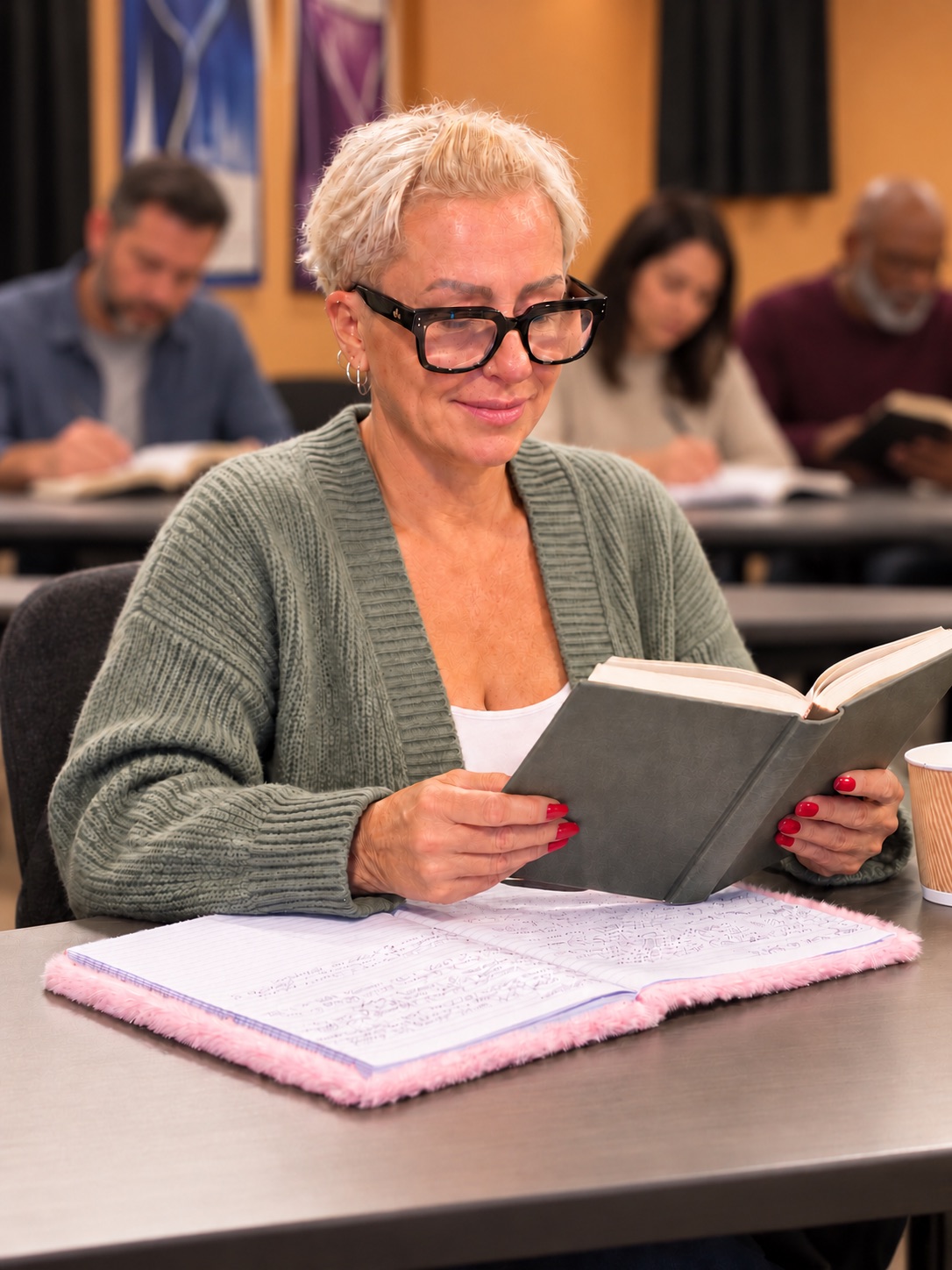 Graphe student reading a study book